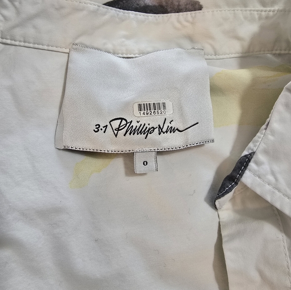 3.1 Phillip Lim Printed Collared Button Up Shirt Women's Size 0 EUC - Picture 8 of 13